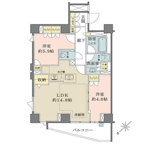 風通しの良い角住戸。LDKには3箇所に窓があります。随所に豊富な収納が備わり、すっきりと暮らせます。