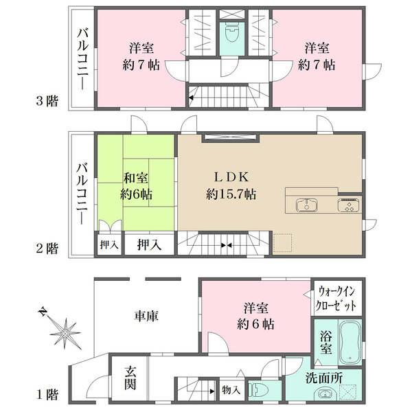 採光に配慮された2階LDK。全居室が6帖以上あり、ご家族それぞれのプライベート時間も大切にできます。