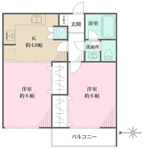 新耐震基準2DK　2024年11月内装リフォーム実施　西向き・最上階につき陽当たり・眺望良好