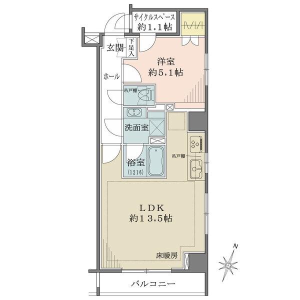 共用廊下と住戸内から利用可能なサイクルスペース(約1.9m2)がございます。