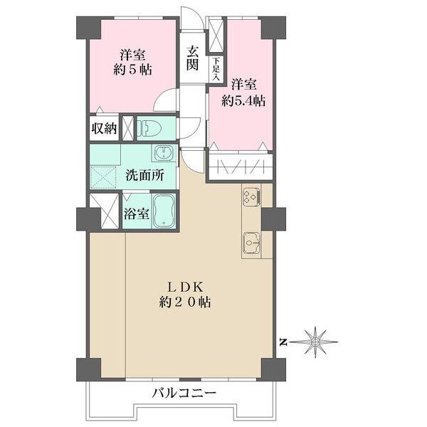 約20帖のゆとりあるLDK。バルコニーに面し、陽当り・通風良好です。各洋室に収納が備わっています。