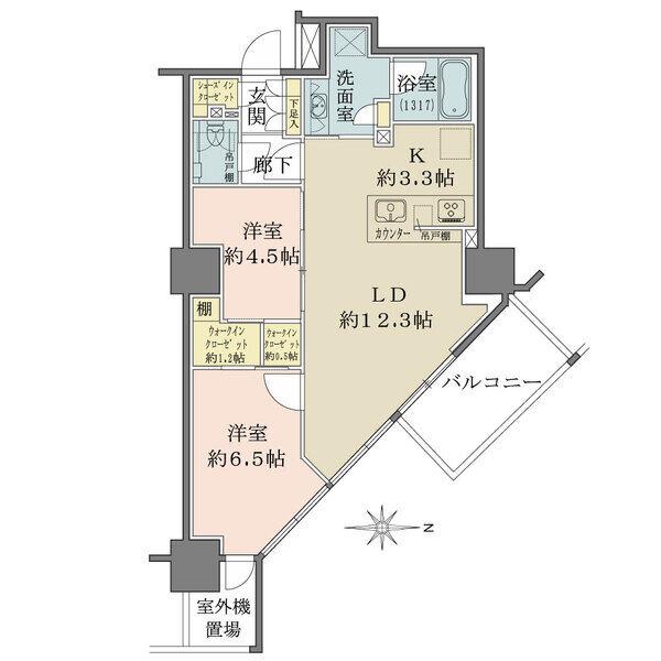 27階部分。開口部が広く陽当り・通風・眺望良好。ウォークイン＆シューズインクローゼットなど収納豊富。