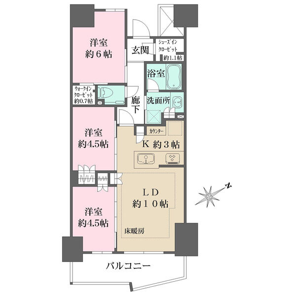 全居室引き戸につき、お部屋同士のつながりがよく開放的に過ごせます。