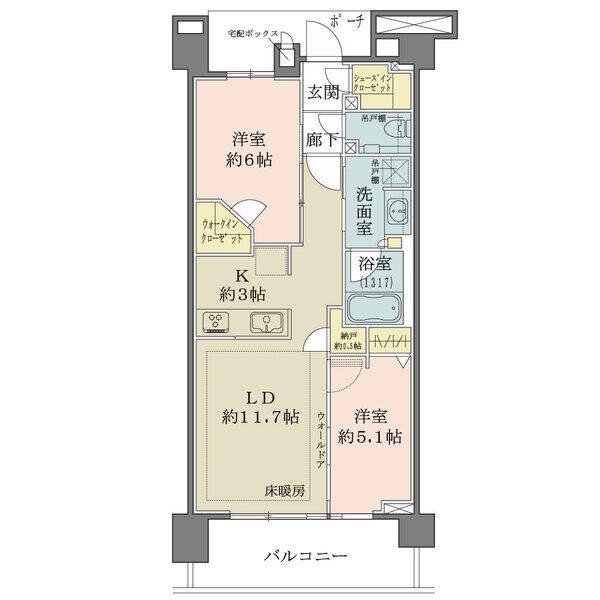 動線良好・収納豊富な2LDK（59.22m2）。WIC・SIC付きで暮らしやすさに配慮したプラン。