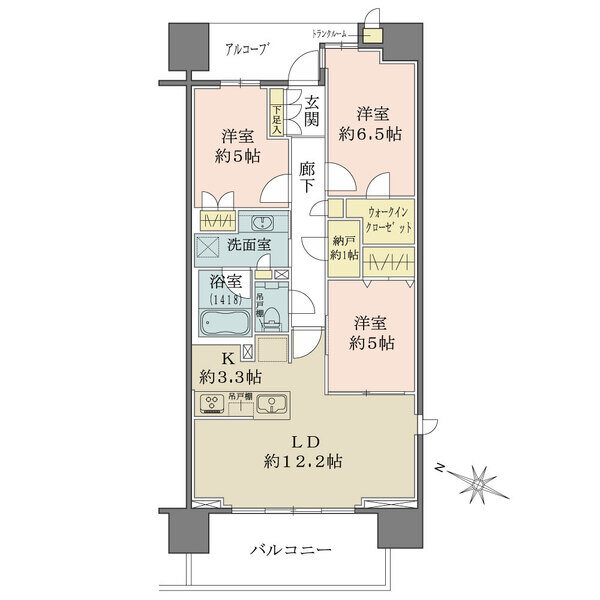 専有面積には、トランクルーム面積0.27m2を含みます。