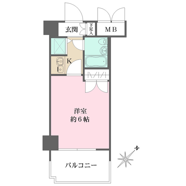 【南東向き・1K】約6.0畳の洋室　室内洗濯機置場