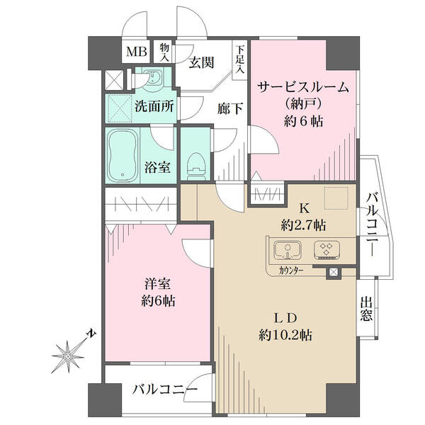 開口部が豊富で明るく風通しの良いお部屋です。