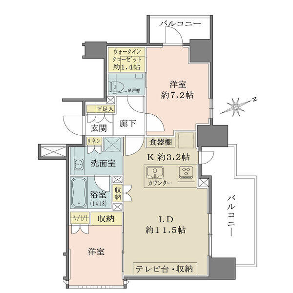 ■西側・北側・東側が開口部の12階角住戸のため、眺望・開放感・通風が良好です。