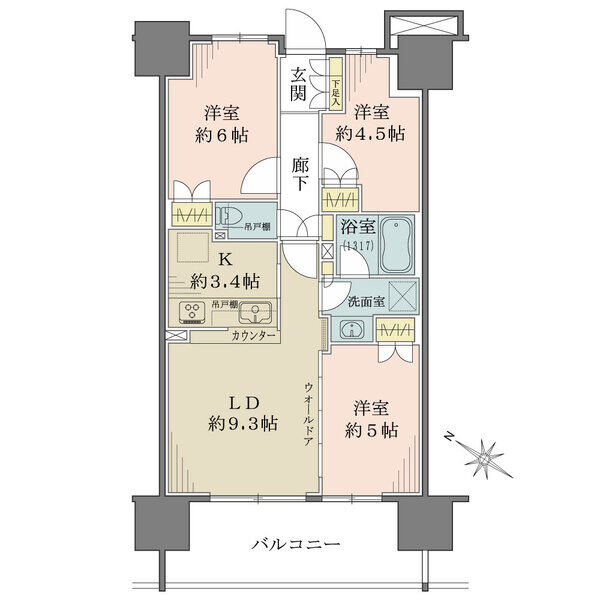 LD横洋室はスライドドア仕様で、ライフスタイルに合わせた使い方が可能でございます。