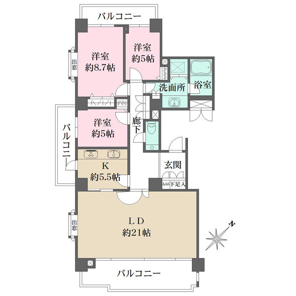 広々とした約26.5帖のリビングダイニングキッチン