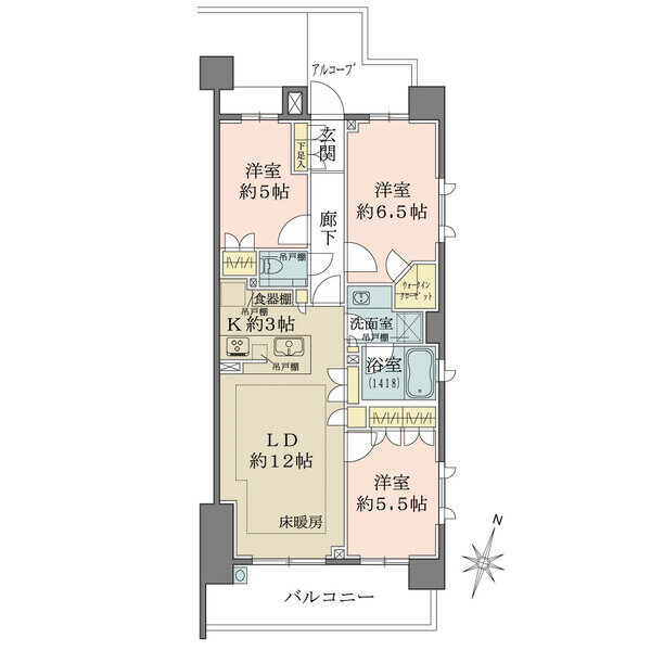 6階部分の南東角住戸のため、陽当たり・眺望良好です。