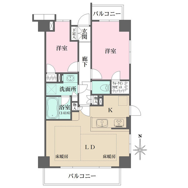 広々とした2LDKタイプ