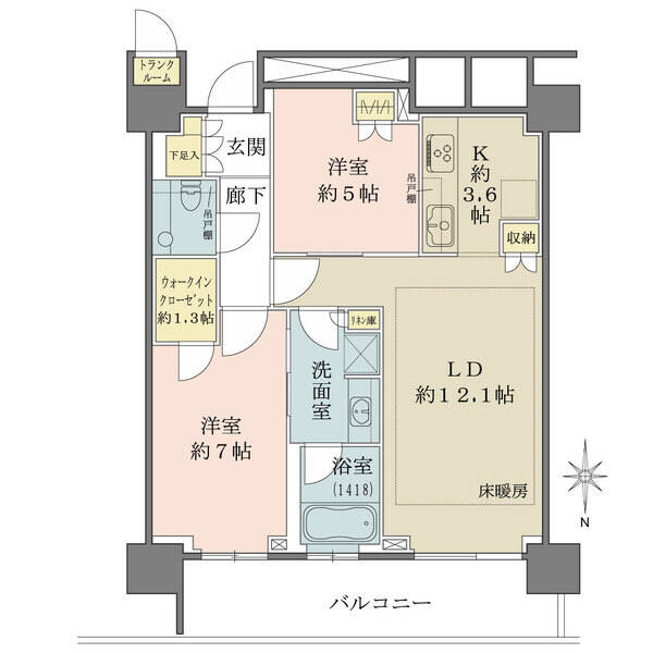 37階北向きにつき東京スカイツリーを望む。（天候による）浴室に窓があり、明るく開放的な空間を演出。