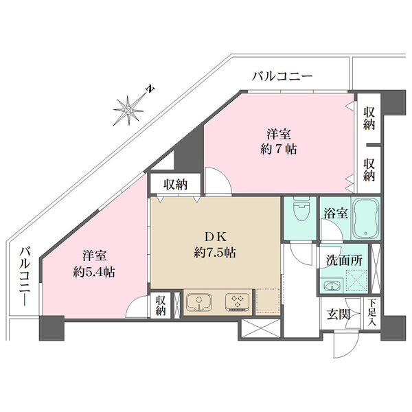 南西角住戸ならではの良好な陽当りと通風が魅力。引き回しバルコニーが設けられた、開放感溢れる住戸です。