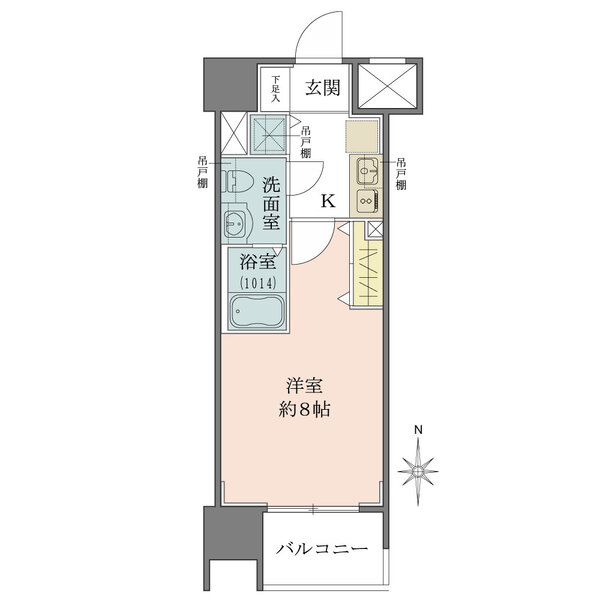 南向きバルコニーから陽光が差し込む明るい住空間。キッチンと水回りが隣接し、家事・生活動線がスムーズ。