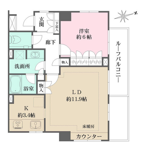 約11.9帖のゆとりあるLD