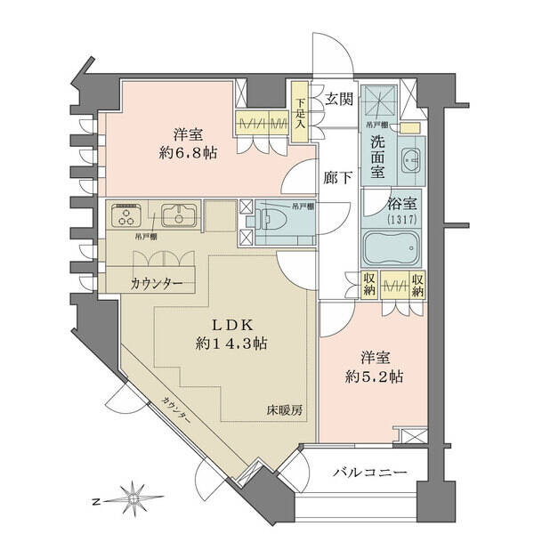各居室に窓のついた明るく開放感のある間取りとなっています。