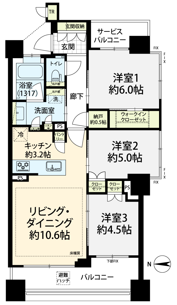 掲載の間取り図は設計図書を基に描き起こしたもので実際とは多少異なる場合があります。※1