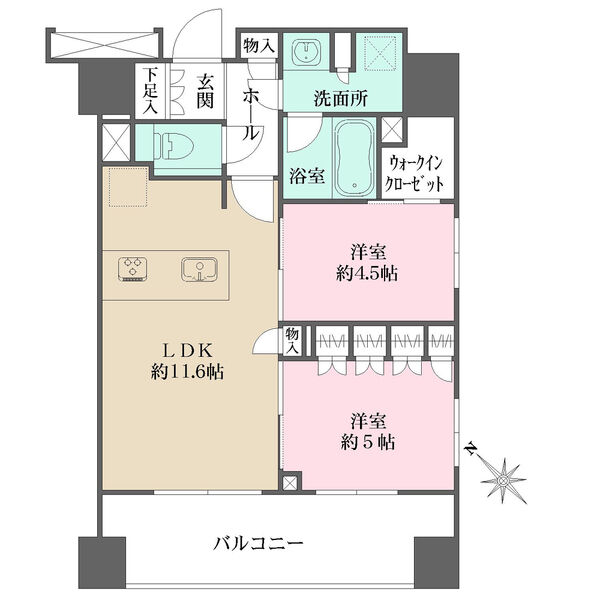 ウォークインクローゼットなど、全居室収納付きです。洗面所内と玄関ホールにも収納がございます。