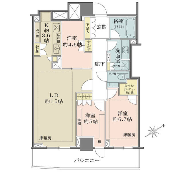 分譲時プレミアム仕様の最上階南東向き住戸。壁はエコカラットが使用されています。