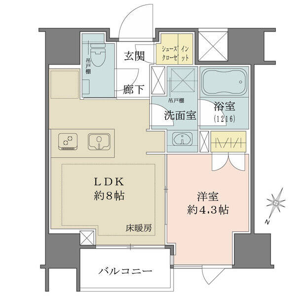 LDKと洋室は引き戸で仕切られており、暮らしに応じて活用できます。玄関にシューズインクローゼット有。