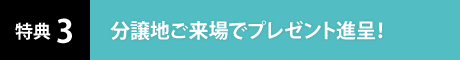特典3 分譲地ご来場でプレゼント進呈！