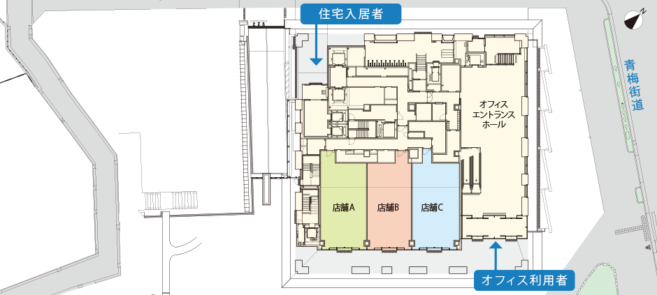 Dタワー西新宿の敷地配置図