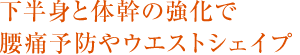 下半身と体幹の強化で腰痛予防やウエストシェイプ