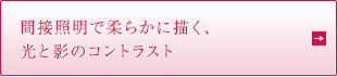 間接照明で柔らかに描く、 光と影のコントラスト