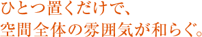 ひとつ置くだけで、空間全体の雰囲気が和らぐ。 