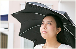 照り返しよけに内側はUVカット率が高い黒を
