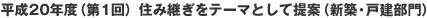 平成20年度（第1回）住み継ぎをテーマとして提案（新築・戸建部門）