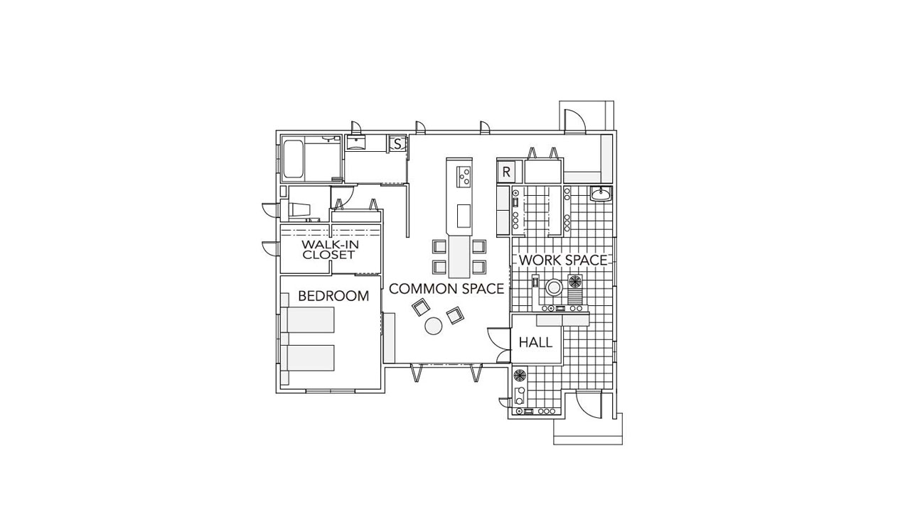 平屋で暮らす 一階間取り図