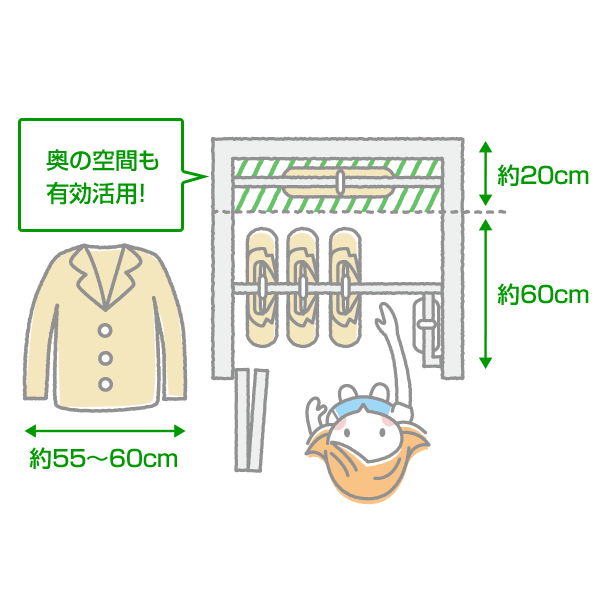 奥の空間も有効活用!