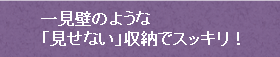 一見壁のような「見せない」収納でスッキリ！
