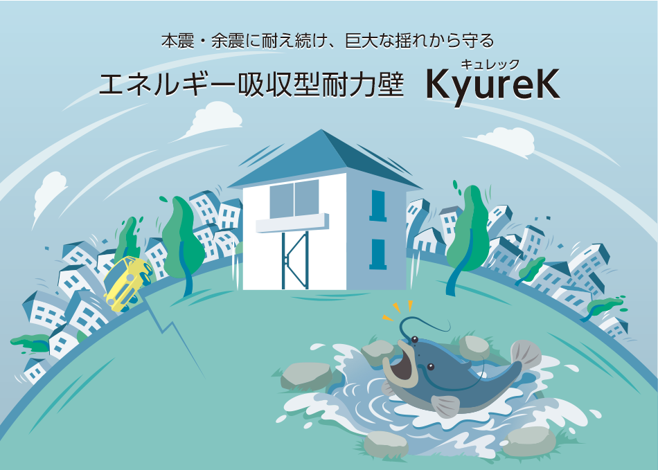 本震・余震に耐え続け、巨大な揺れから守るエネルギー吸収型耐力壁 KyureK(キュレック)
