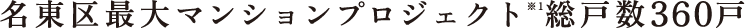 名東区最大マンションプロジェクト総戸数360戸
