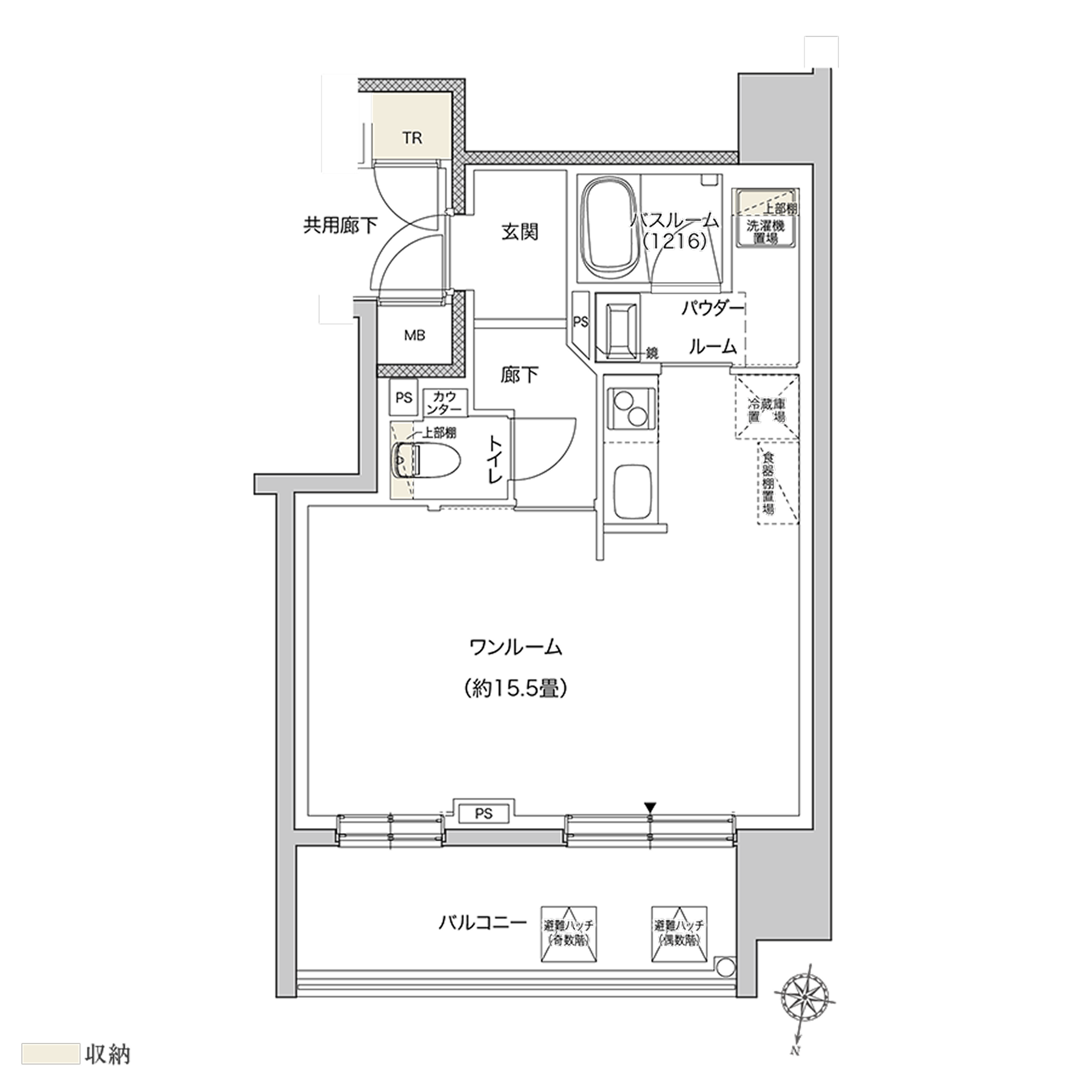 Atype 1ROOM 間取り