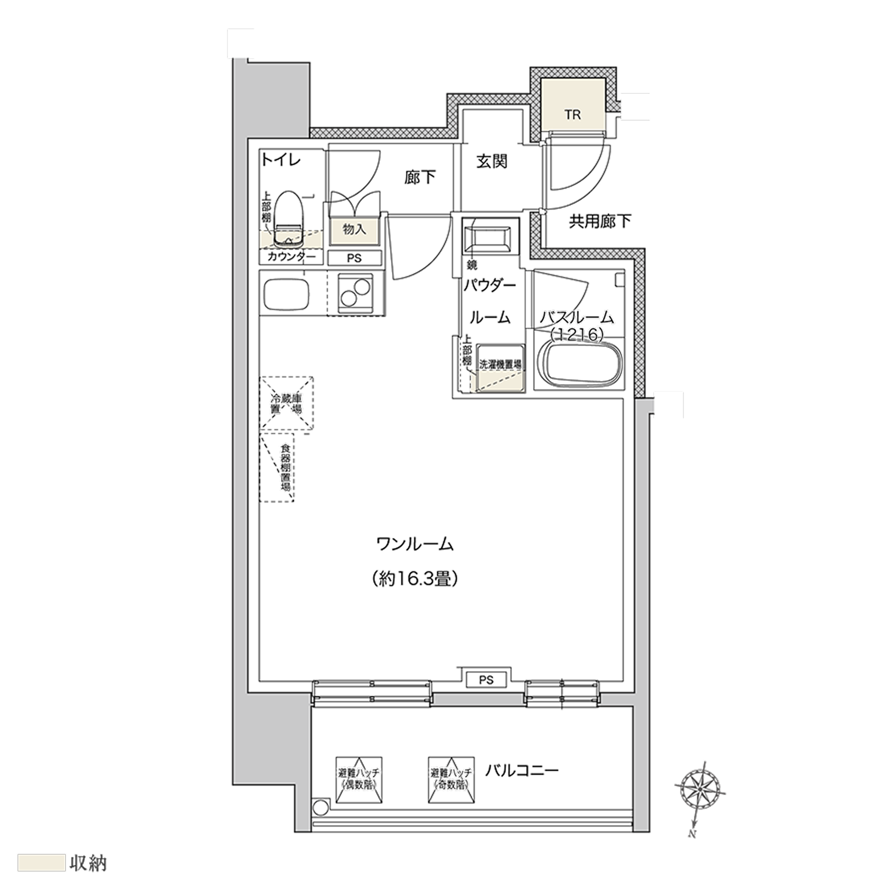 Dtype 1ROOM 間取り