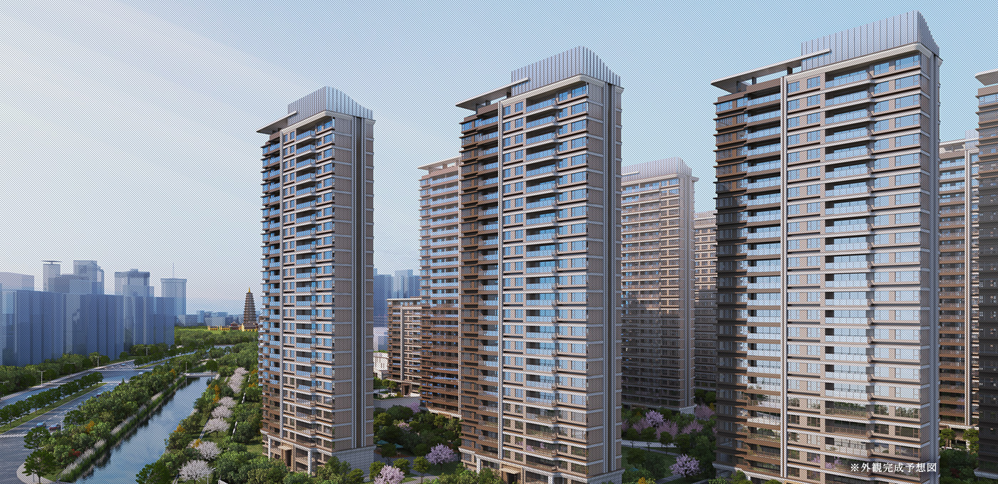 玖越花苑　中国・江蘇省常州市において3物件目となる大規模分譲マンションプロジェクト敷地面積約75,000㎡、15棟、総戸数967戸、2024年8月竣工予定