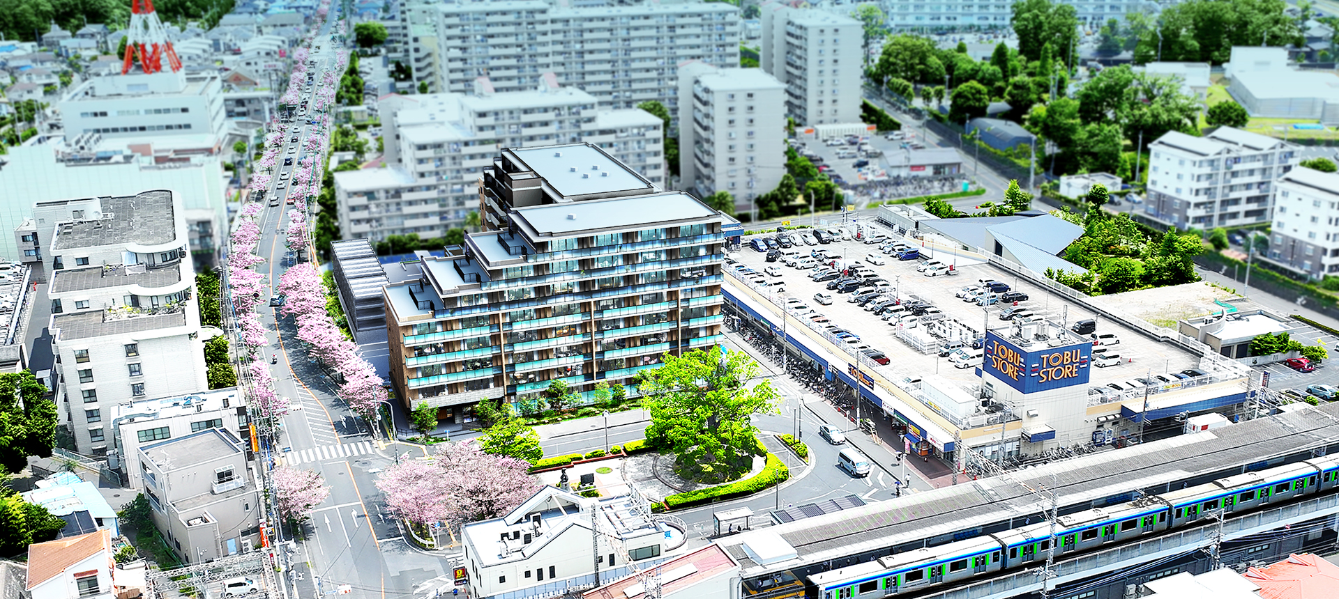 HELLO! NEW ONE!「新柏」駅から徒歩1分、スーパーと駅商業施設も徒歩1分、さらにターミナル「柏」駅へ1駅。目の前には緑豊かなロータリーが広がる、開放的なステーションフロント。“ONE”からはじまる全114家族の新しいライフストーリーは、ときめきと感動に満ちている。新柏、新章、はじまる。