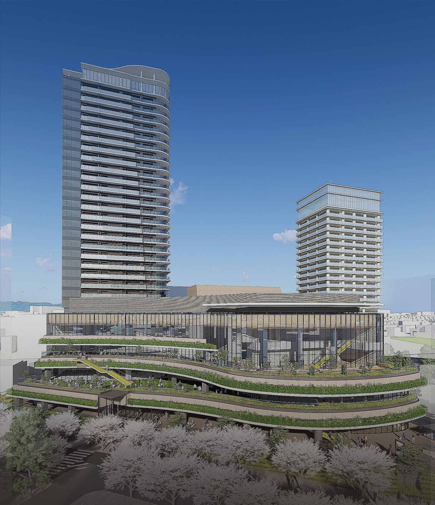 完成イメージ図（提供：鷺沼駅前地区市街地再開発組合）
