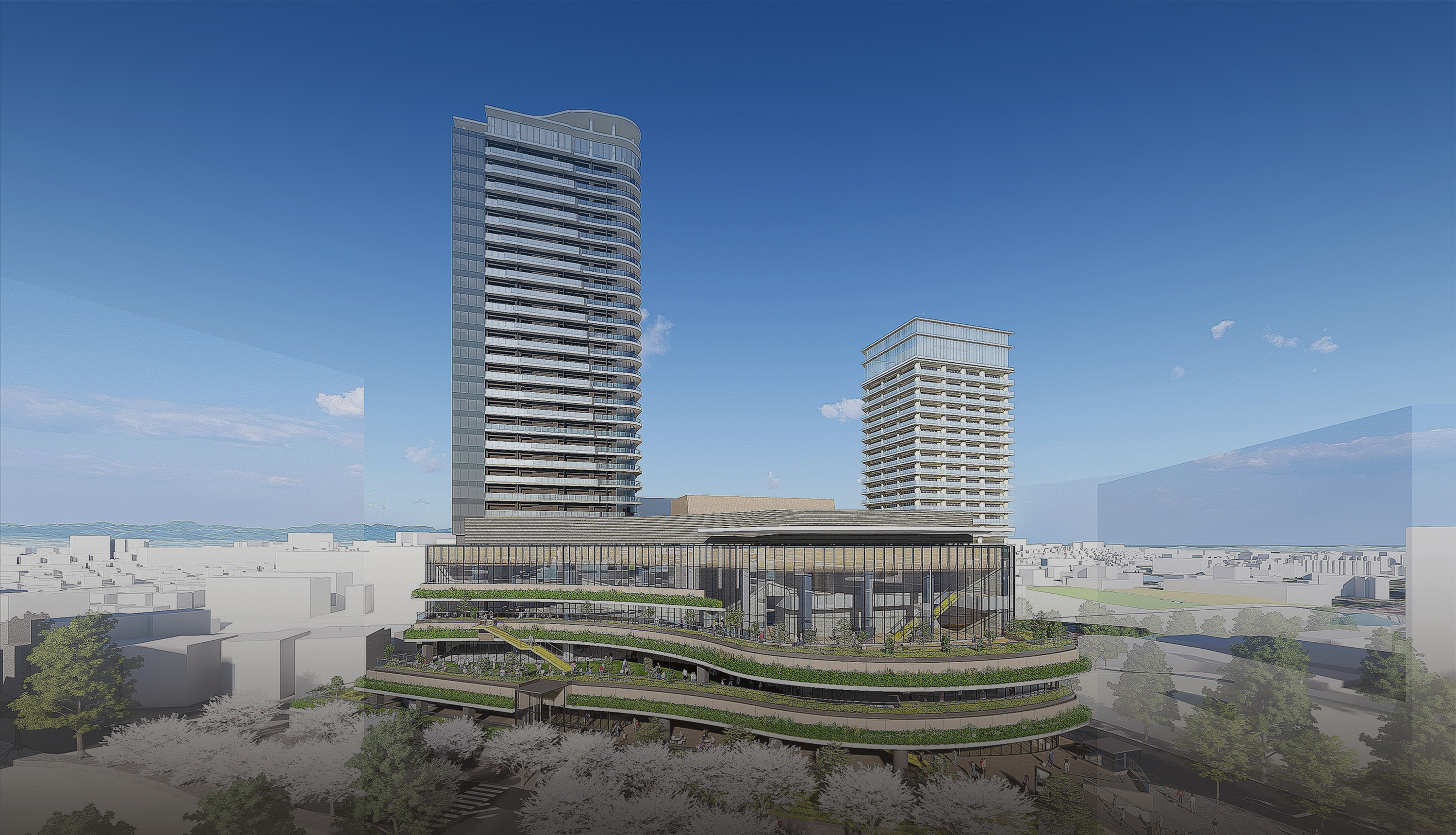 完成イメージ図（提供：鷺沼駅前地区市街地再開発組合）
