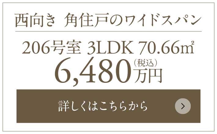 東向き開放感ある堀川通沿い｜207号室 2LDK+s 70.58㎡ 7,280万円（税込）