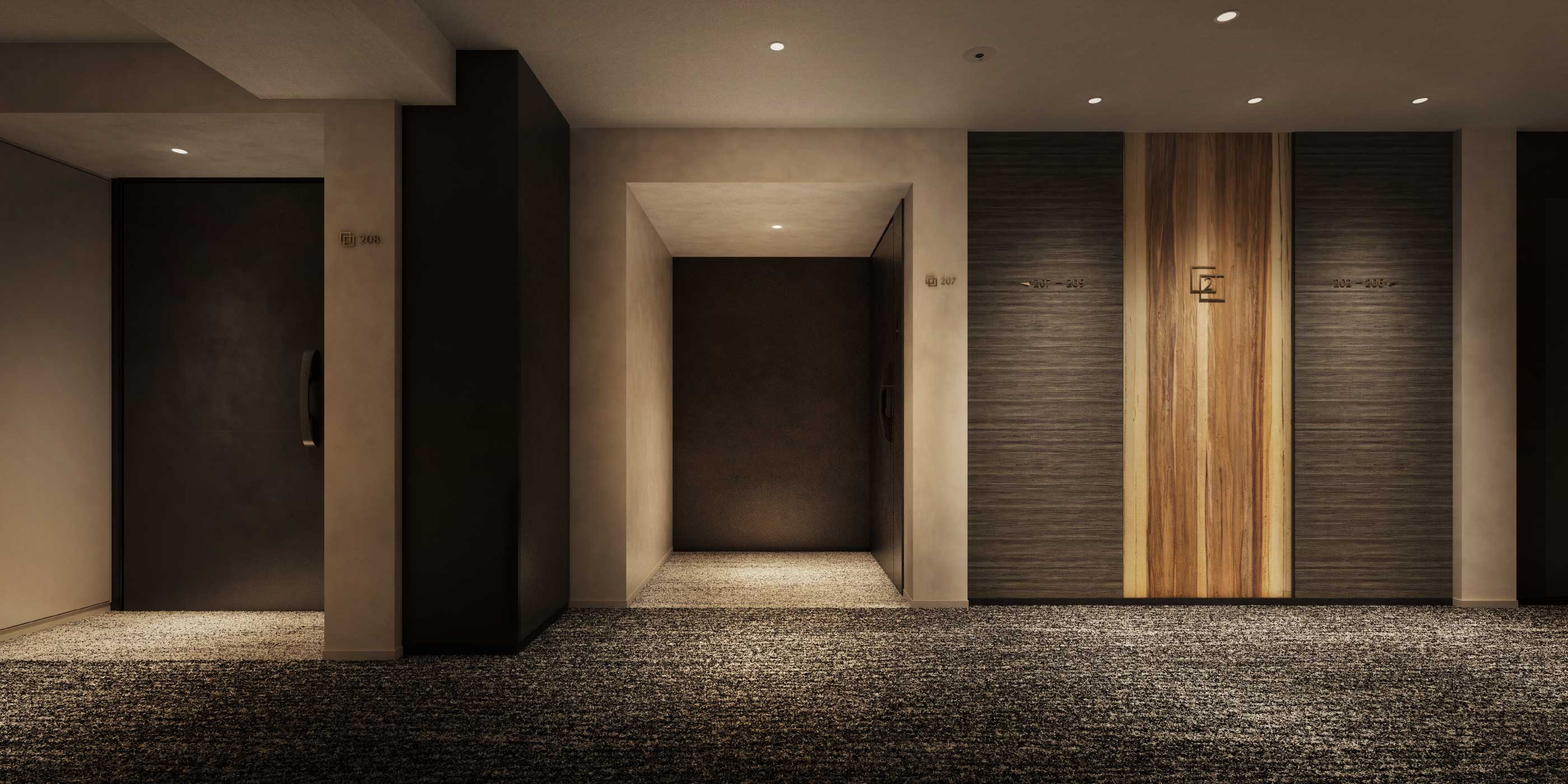 プレミスト京都 三条堀川:2階内廊下完成予想図