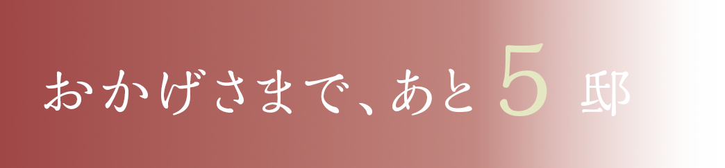 おかげさまで、あと5邸