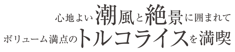 心地よい潮風と絶景に囲まれてボリューム満点のトルコライスを満喫