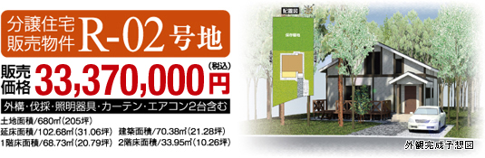 分譲住宅販売物件R-02号地　販売価格33,370,000円（税込）