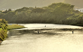 鮎釣りで有名な天降川