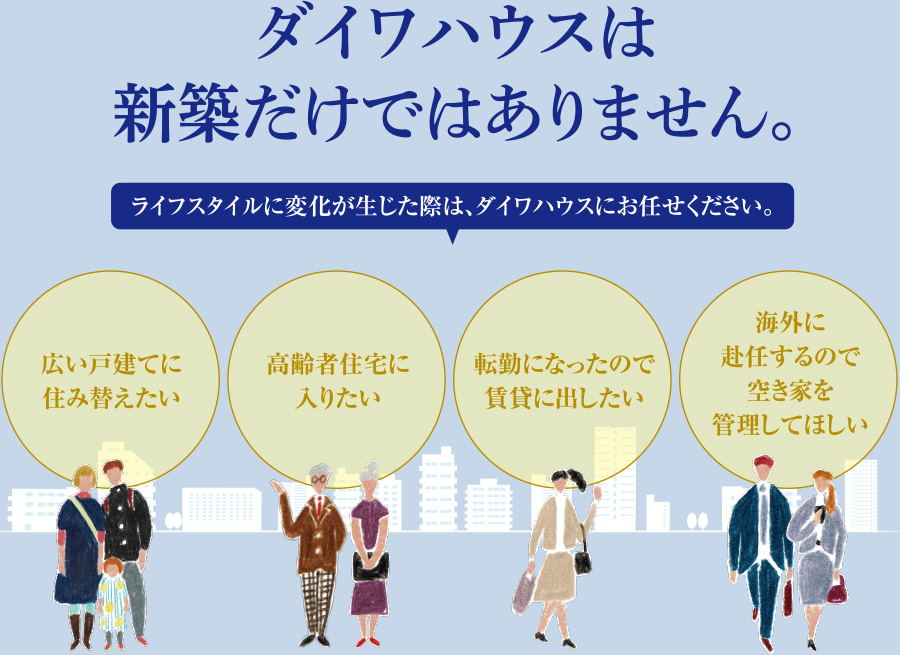 ダイワハウスは新築だけではありません。 ライフスタイルに変化が生じた際は、ダイワハウスにお任せください。